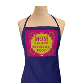 Gift for Mom - Decorative Floral Retro Print Blue Apron